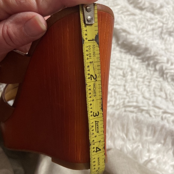 Lucky Brand brown wedge, sandals, genuine, leather platform, polished casual 8.5 - Picture 5 of 7